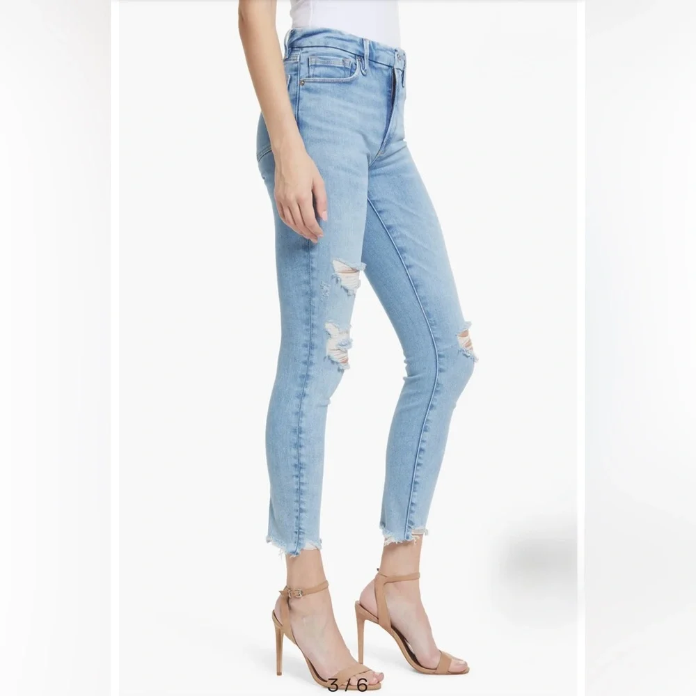 Good American Good Waist Skinny High Rise Blue Jeans Tummy Tech Size 2 /26 - Picture 4 of 16
